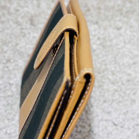 Vintage FENDI Penguins Wide Stripe Brown& Black Canvas Wallet - Picture 16 of 16
